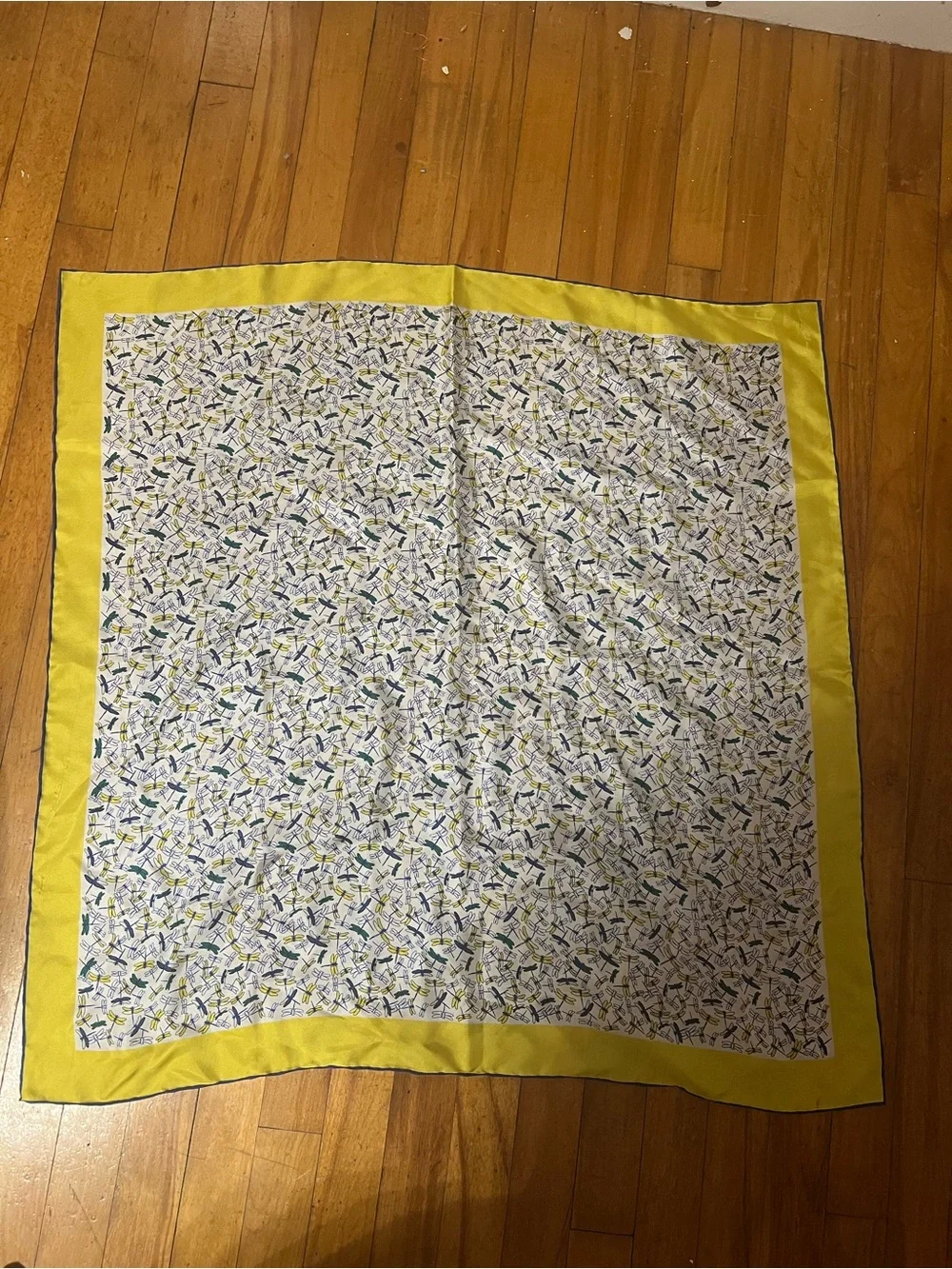 Edith Machinist Dragonfly Print Yellow Scarf